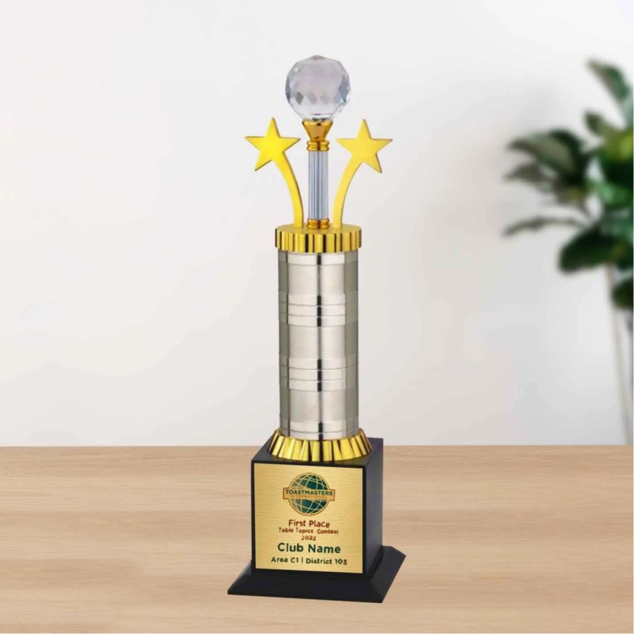Custom Designed Two Star With Diamond Trophy (30.48cm)