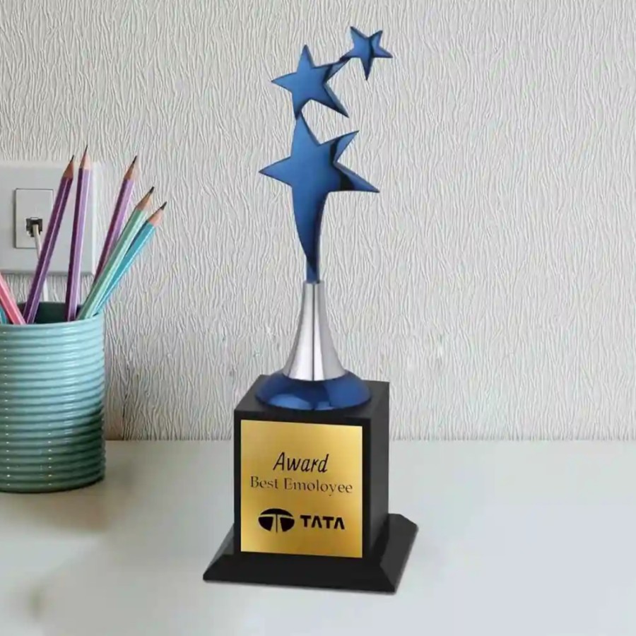 Customized Triple Star Metal Trophy