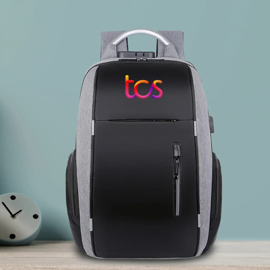 Custom Design  Grey Anti Theft Travel Laptop Bag
