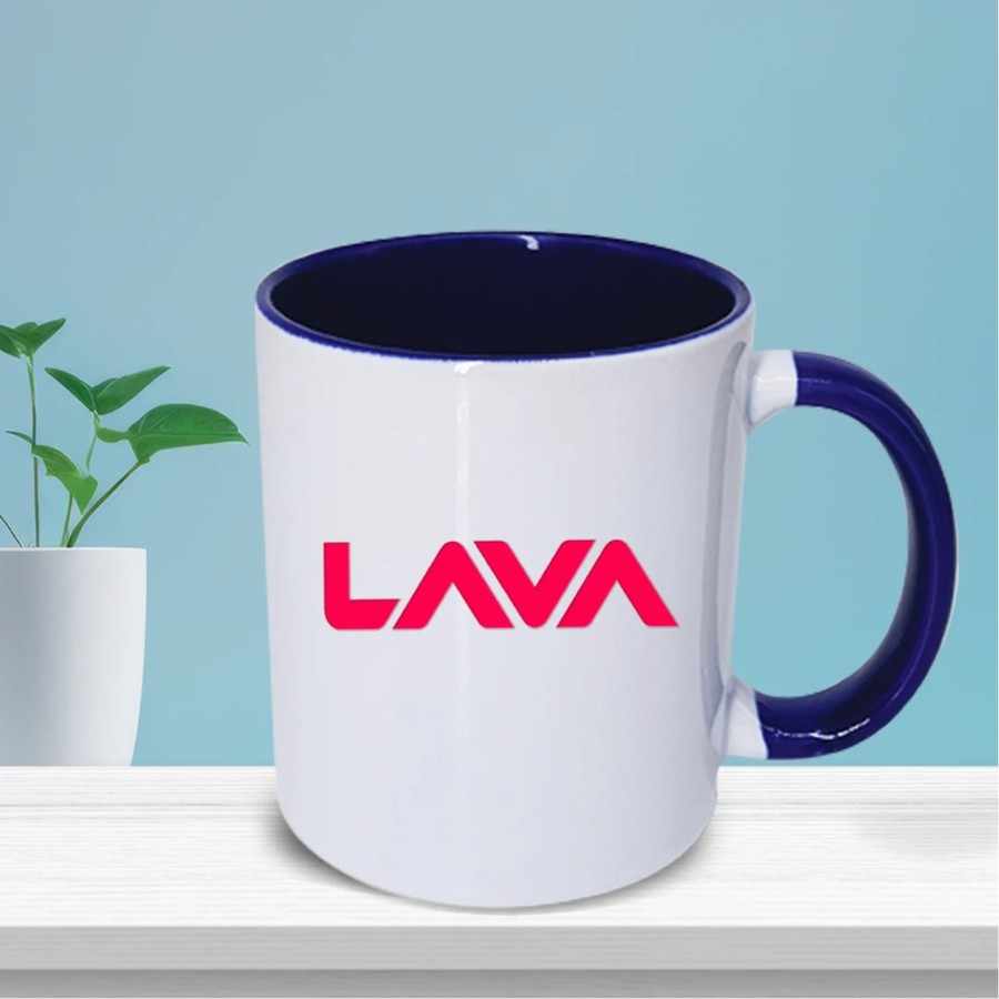 Personalised White & Navy Blue Sublimatable Mug ( Size: 12 OZ)