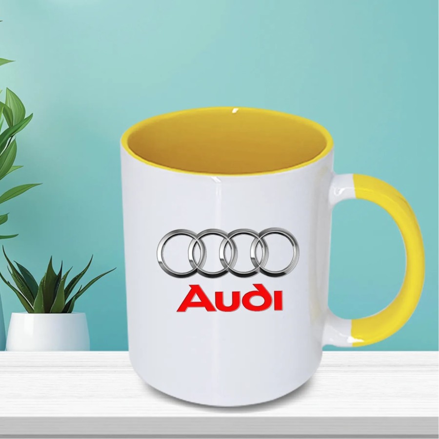 Customised White & Yellow Sublimatable Mug ( Size: 12 OZ)