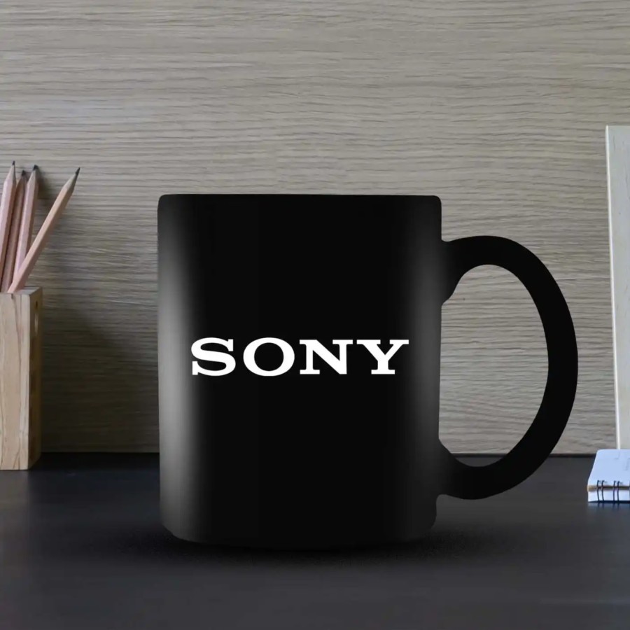 Corporate Photo Print Sandcarved Black Mugs