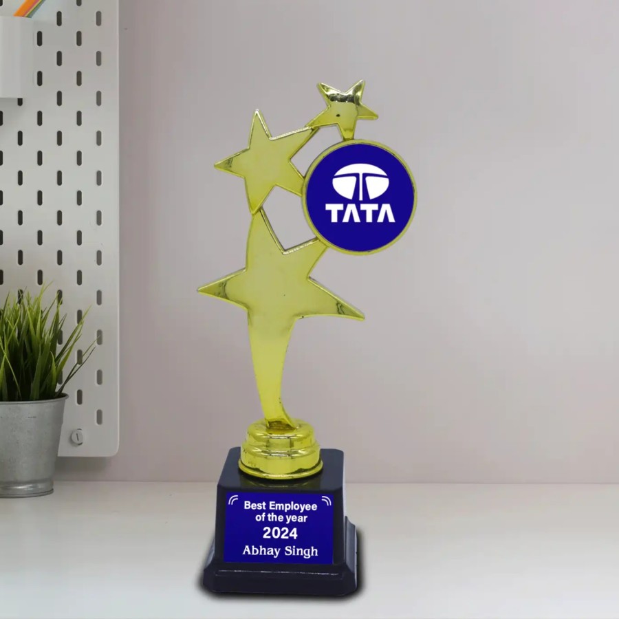 Personalized Three Star Fiber Office Trophy (Size :22.23 Cm)