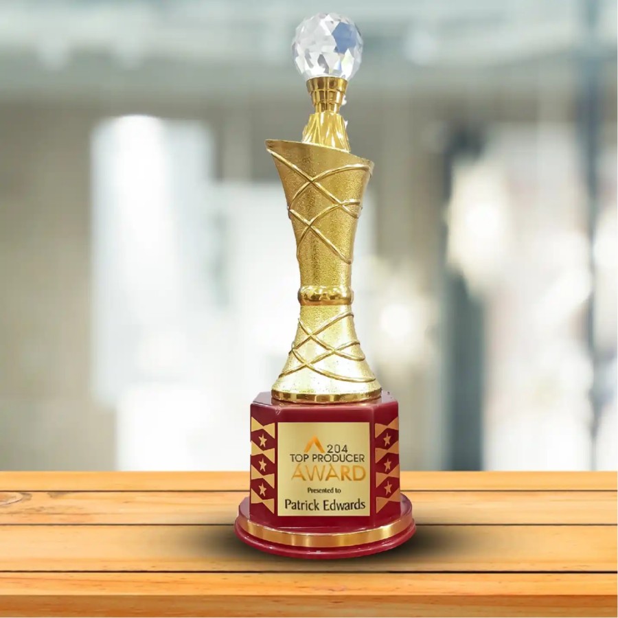 Customised Premium Diamond  Fiber Trophy (Size : 34.93 Cm)