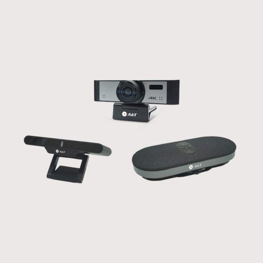 A&T Wireless Collaboration Bundle - 4K Wireless screen casting & conference system, 4K UHD Camera, AI Auto framing & AI Tracking, 8 Built in Mic array