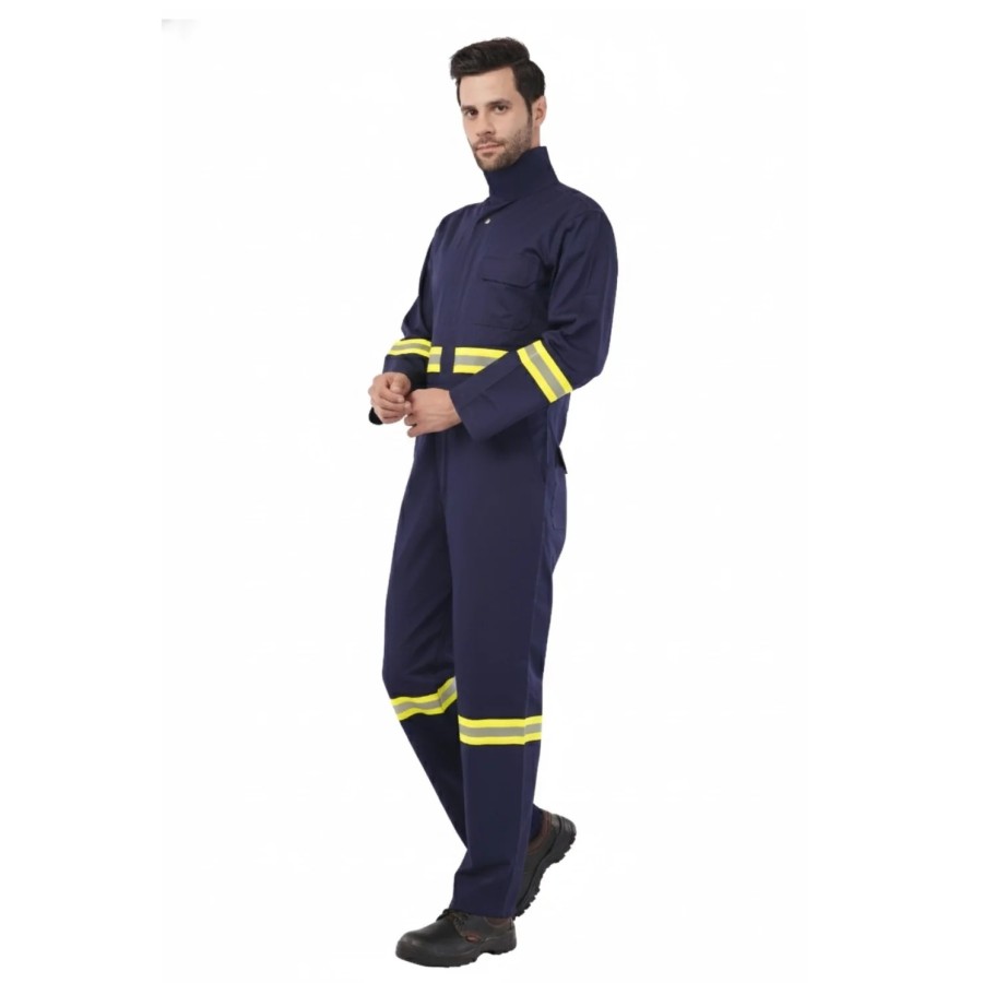Duosecura Industrial Coverall with Double Reflective PC Blend Twill, 220 GSM, Navy