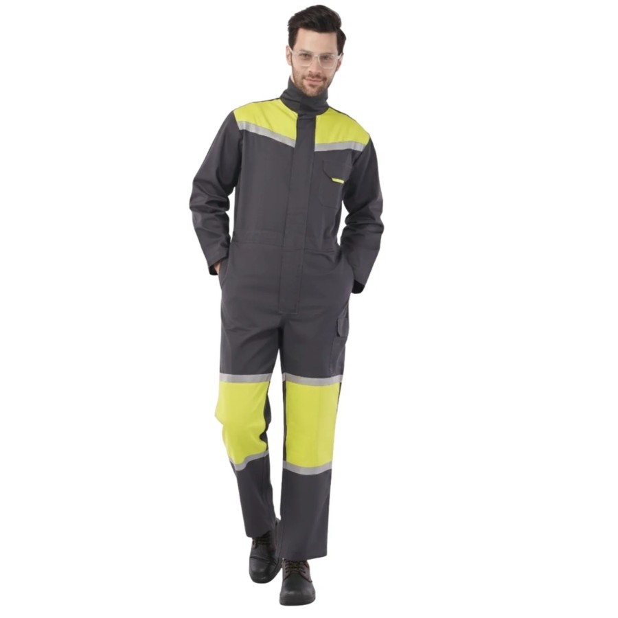 Fighter High-Visibility Coverall with Reflective Tape, PC Blend Twill, 240 GSM