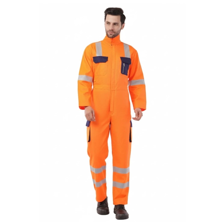 Atacama Drillking Industrial Coverall – Polyester-Cotton Twill, Reflective, High-Visibility Orange
