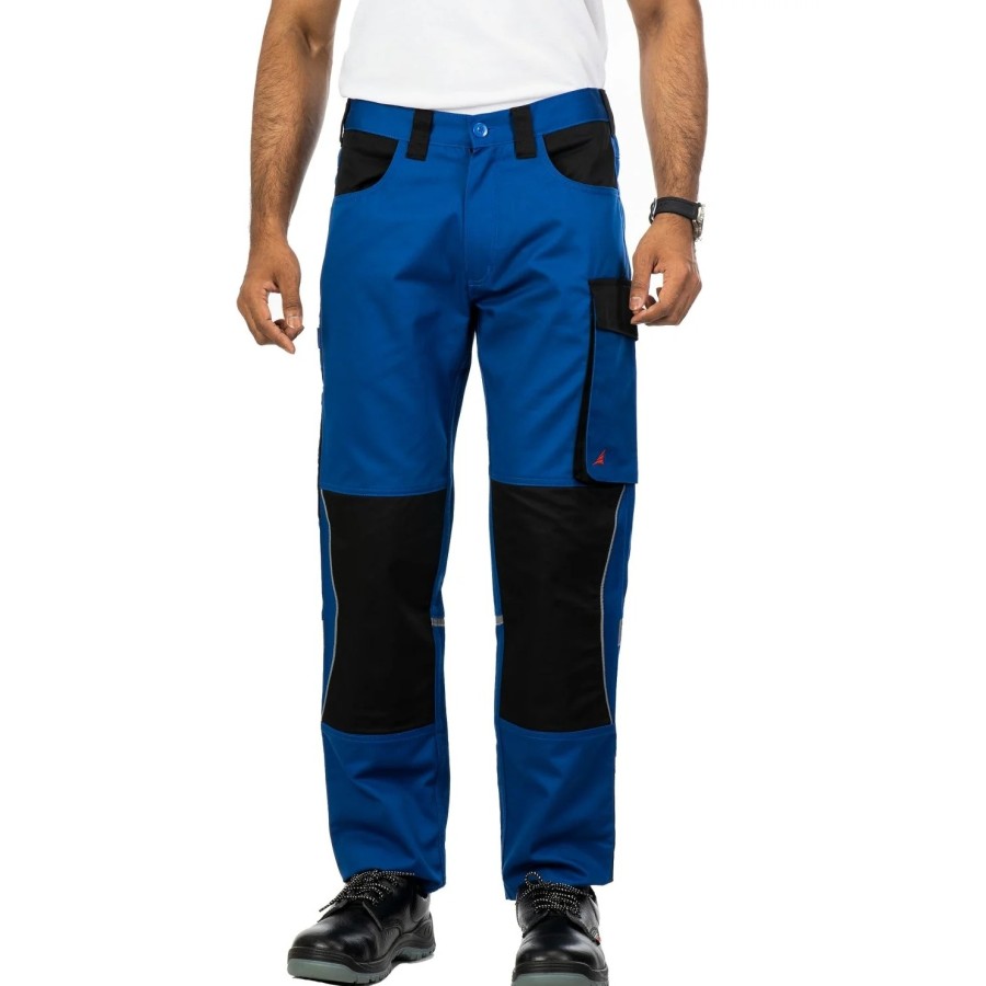 Colorado Industrial Work Trousers – PC Blend Twill with Reflective Detailing, Royal Blue/Black