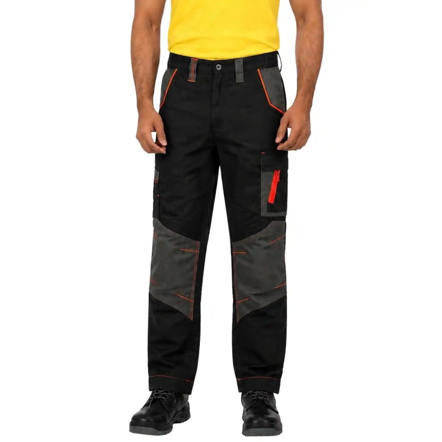 Porto Industrial Work Trouser : Charcoal Grey Orange | PC | Classic Fit | Professional workwear pants