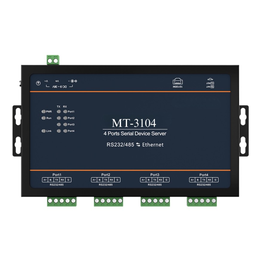 4-Port RS232/485 Wall Mount Ethernet Serial Server