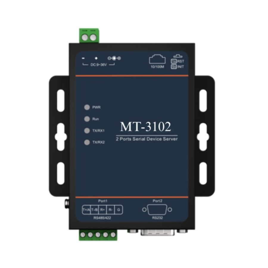 Industrial Ethernet Serial Device Server 2-Port RS232/RS485/RS422 Wall Mount MT-3102G