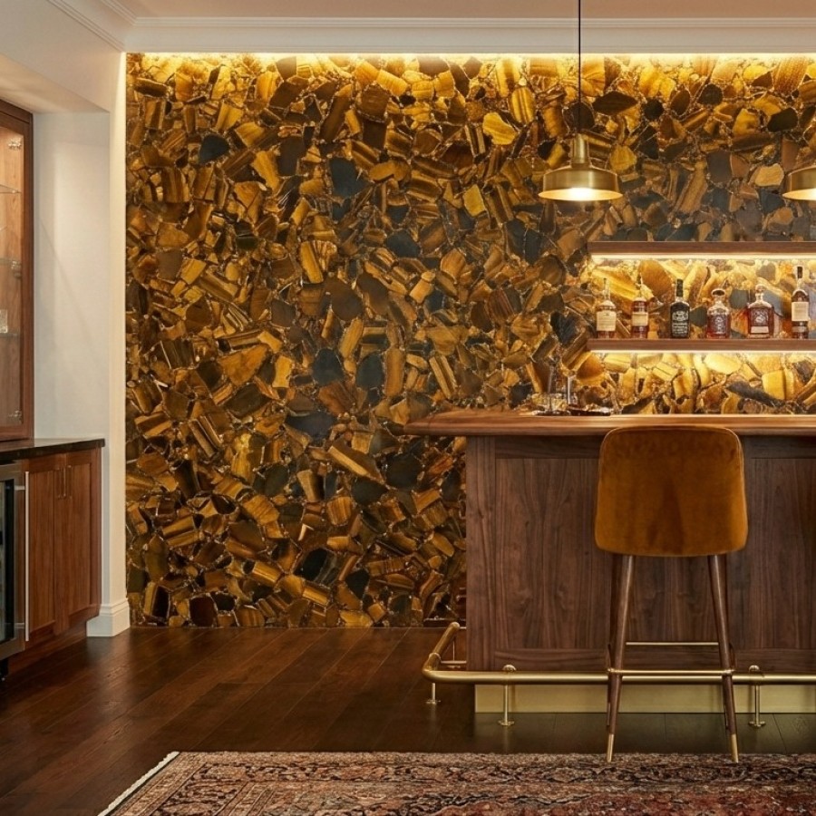 Tiger Eye Semi-Precious Stone Wall Panel