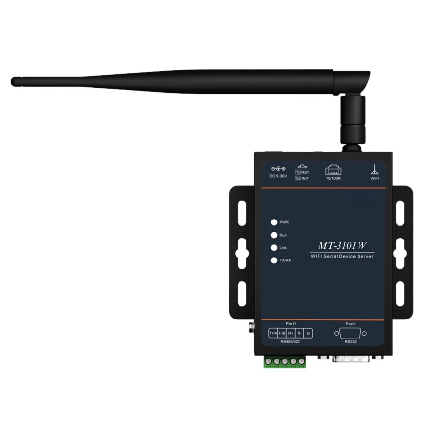 MT-3101W – 1-Port RS232/485/422 Wall-Mounted Wi-Fi Ethernet Serial Server