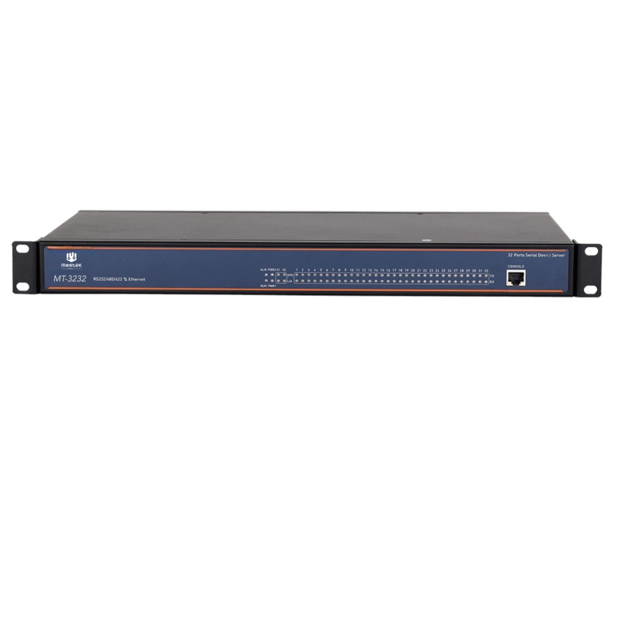 MT-3232 – 32-Port RS232/485/422 Rack-Mount Serial Server with 2× 1G Combo Ports and Modbus Function