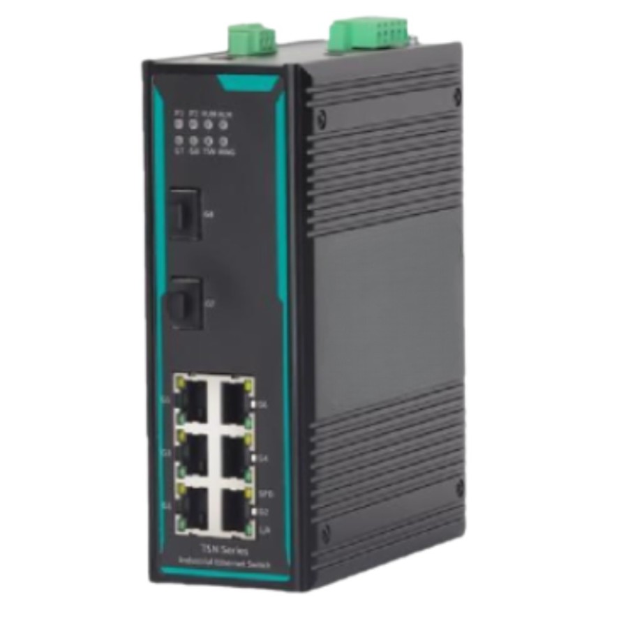 8-Port Layer-2 Full Gigabit Managed DIN-rail TSN Industrial Ethernet Switch Model No: MT-TSN-7208-2GF-6GT