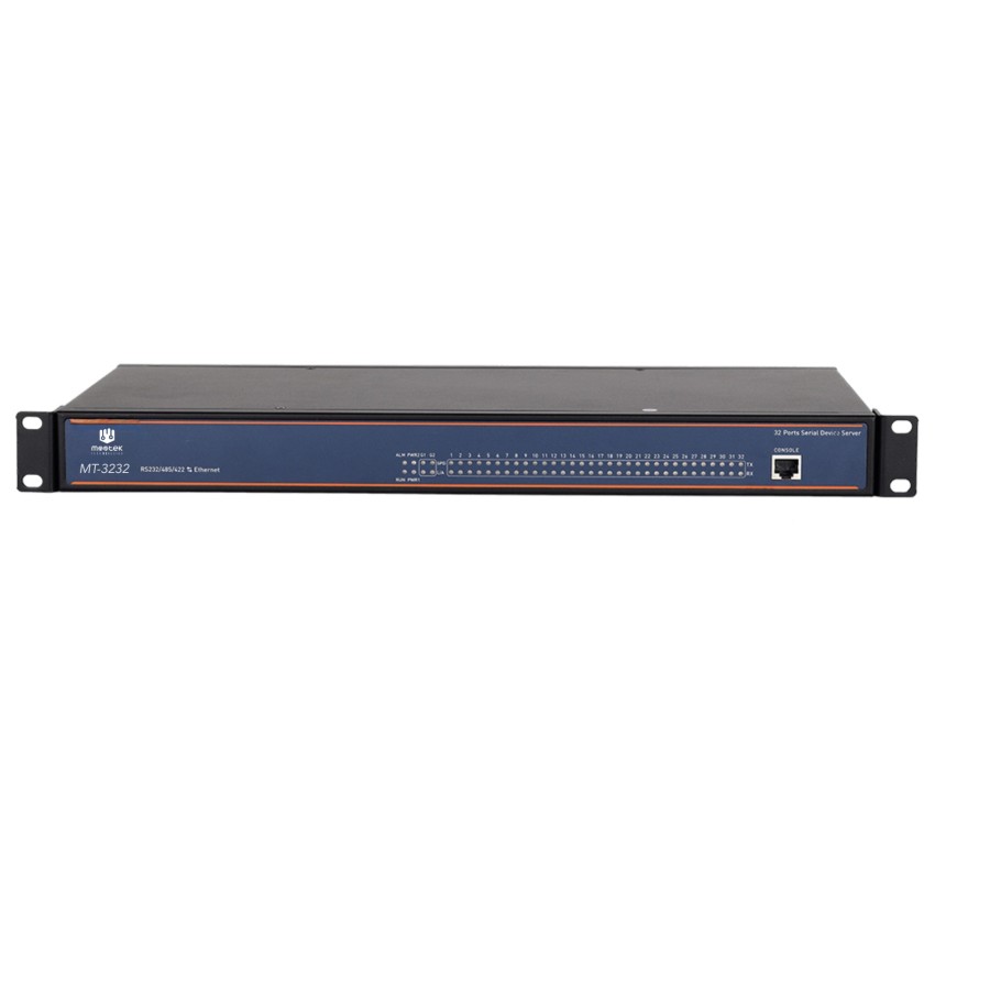 32-Port RS232/RS485/RS422 Rack-Mount Serial Server with 2× Gigabit Combo Ports and Modbus Support