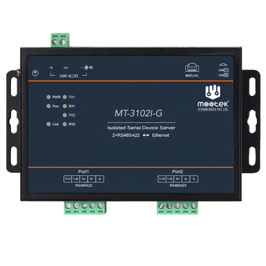 2-Port Isolated RS485/RS422 Wall Mount Serial Device Server