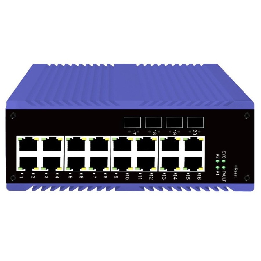 20-port 10/100M/1000M L2+ Managed Industrial Ethernet Switch