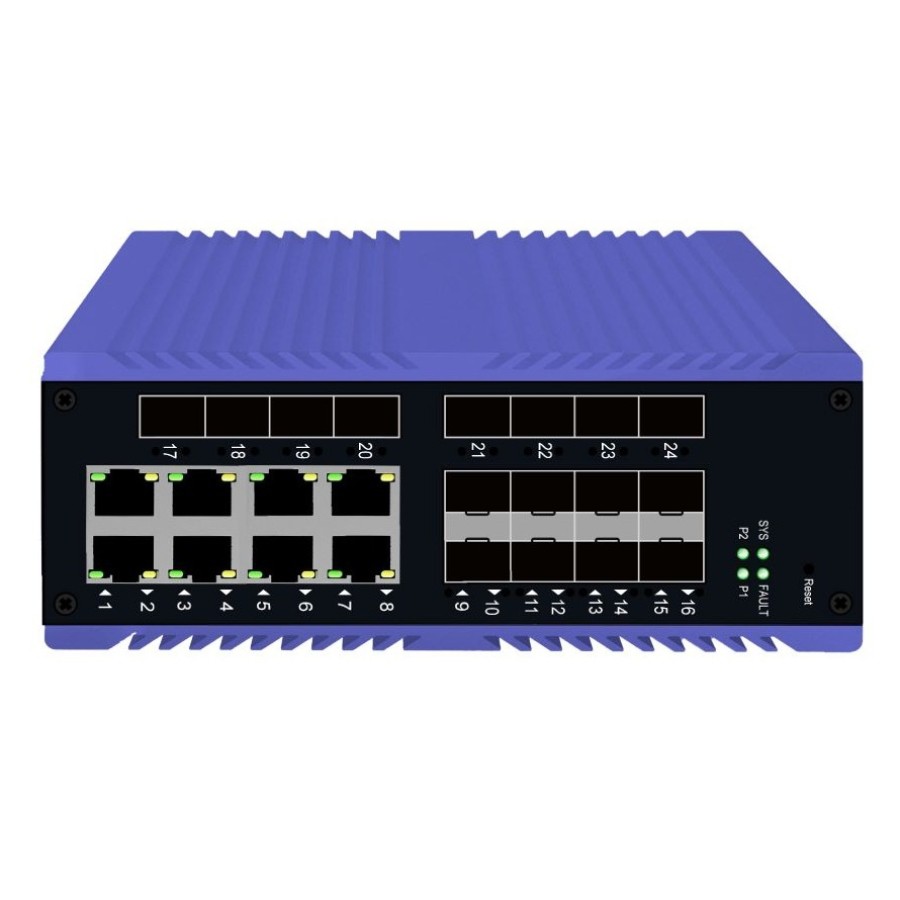 16-port 10/100M/1000M L2+ Managed Industrial Ethernet Switch