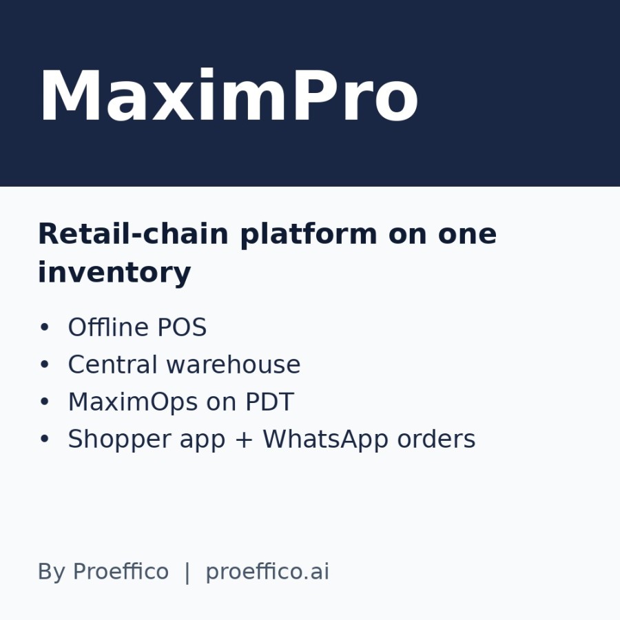 MaximPro: Retail-Chain Platform (POS, Warehouse, Shopper App)